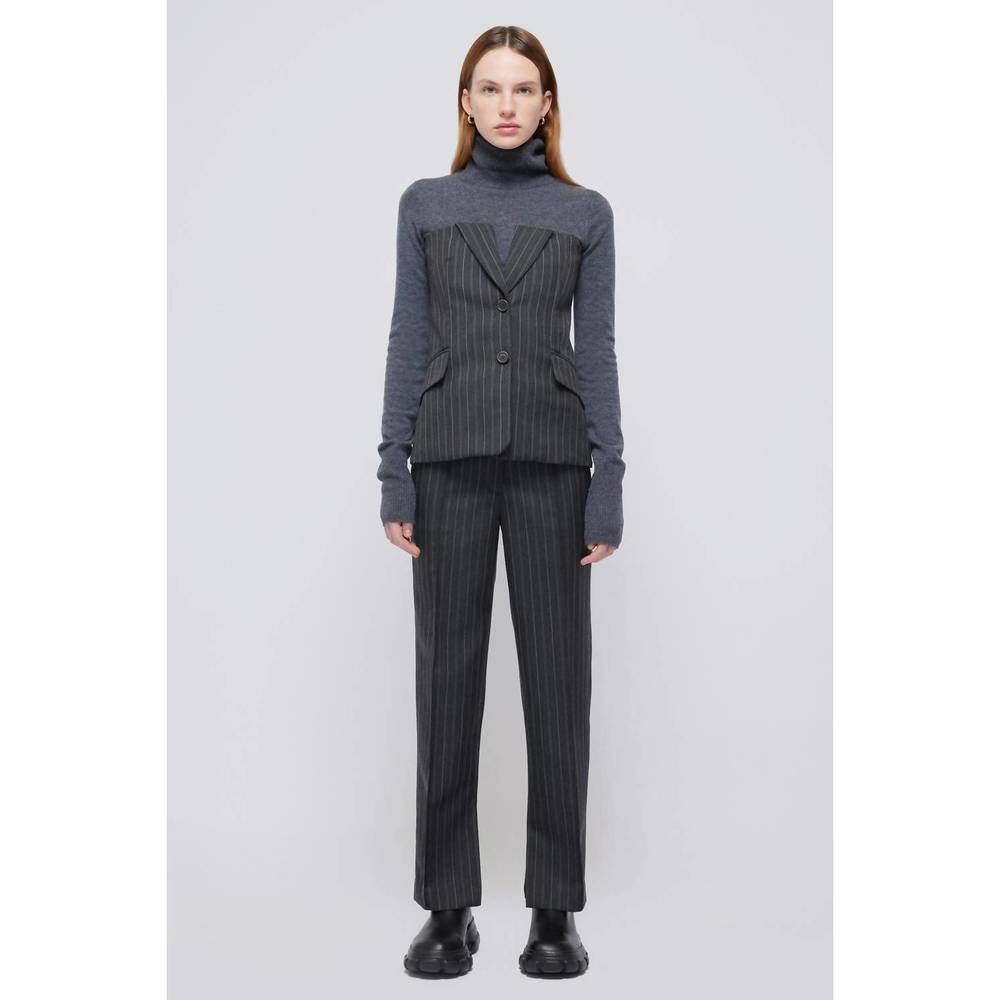 NEW SIMKHAI pinstripe billie top in grey